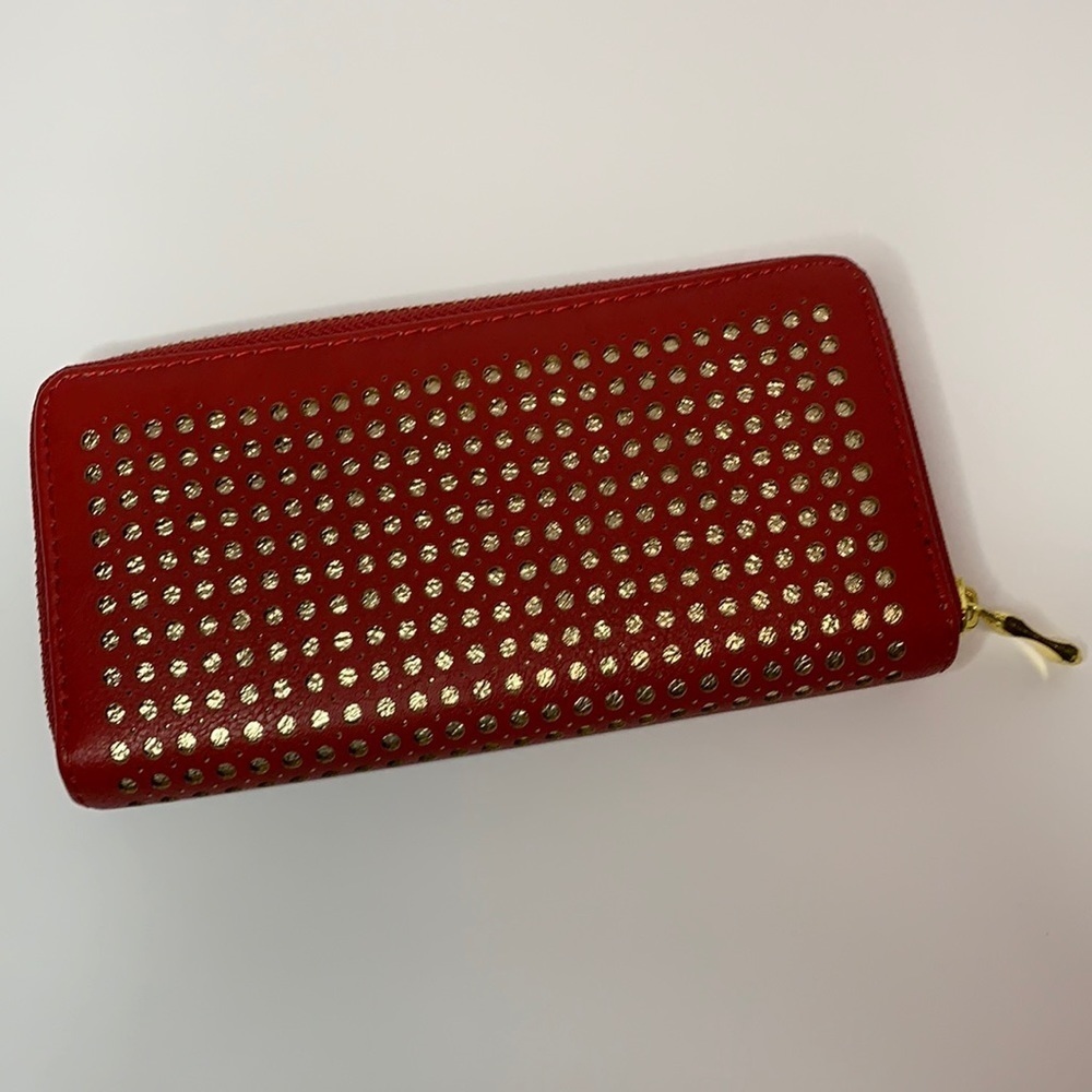 2 CHIC Red and Gold zip around wallet